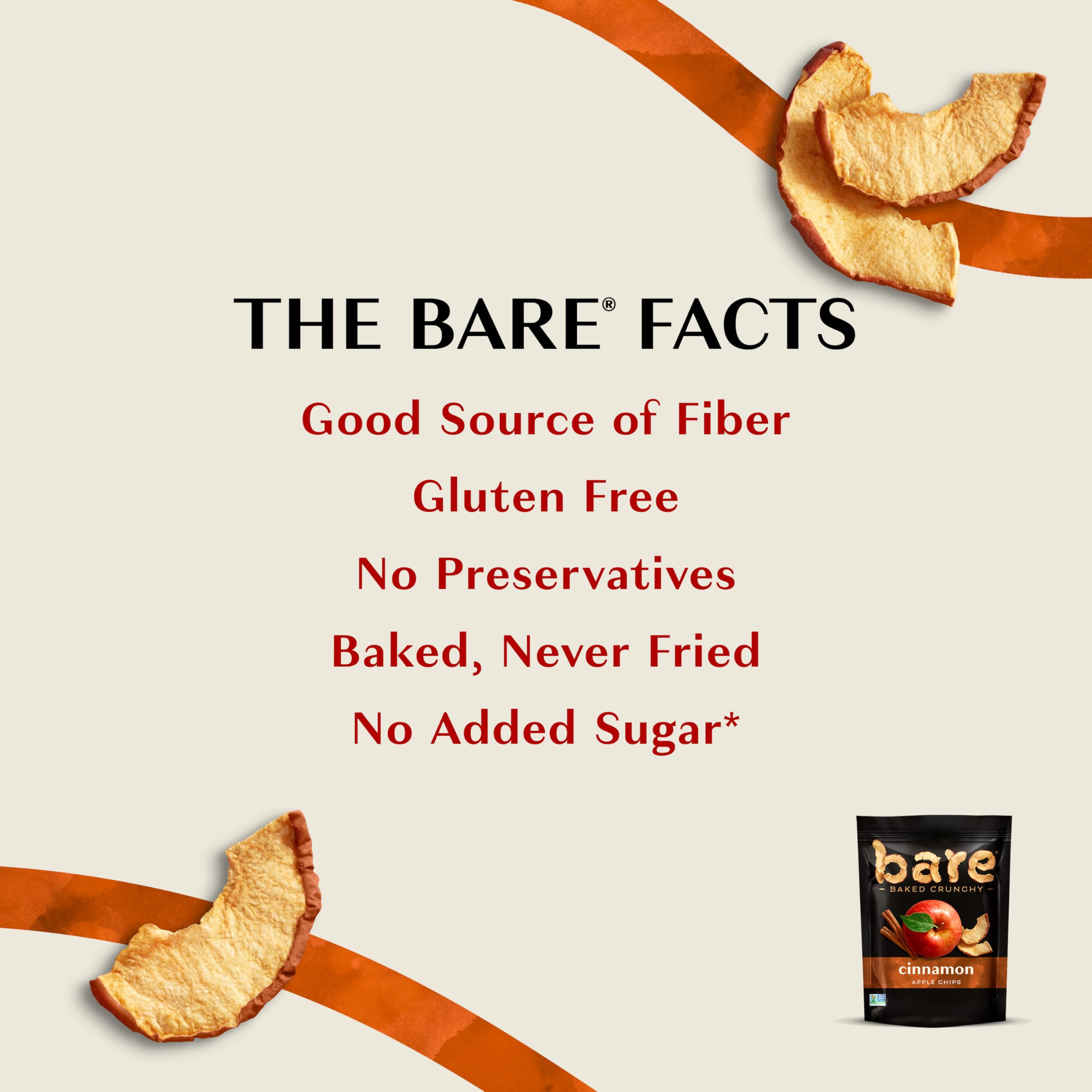 Bare Apple chips on-the-go pack, ideal for school, work, or travel.