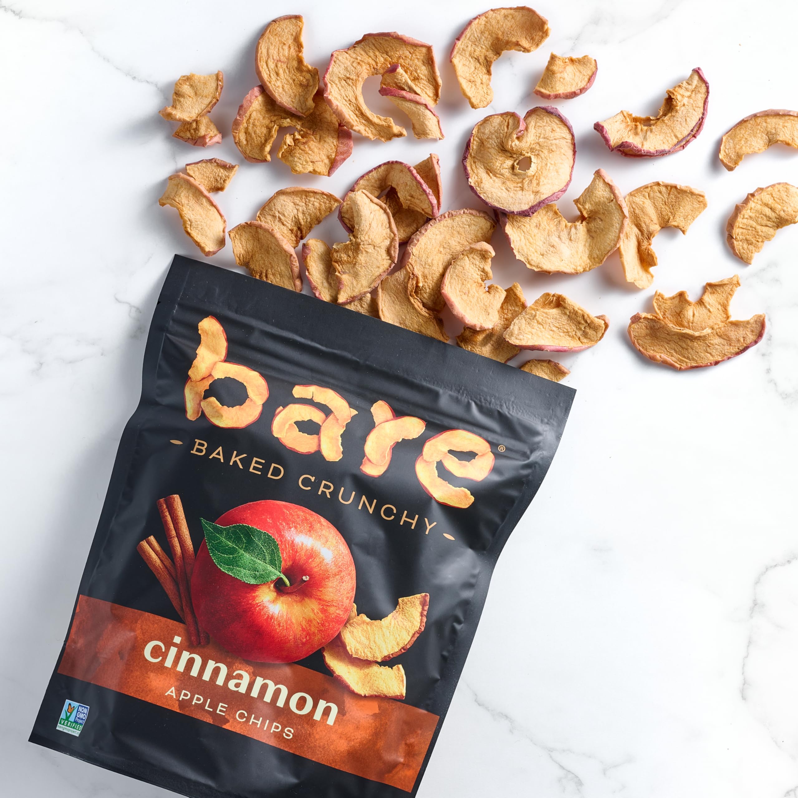 Bare Baked Crunchy Apple Chips Fujis Reds bags ready for lunchboxes.