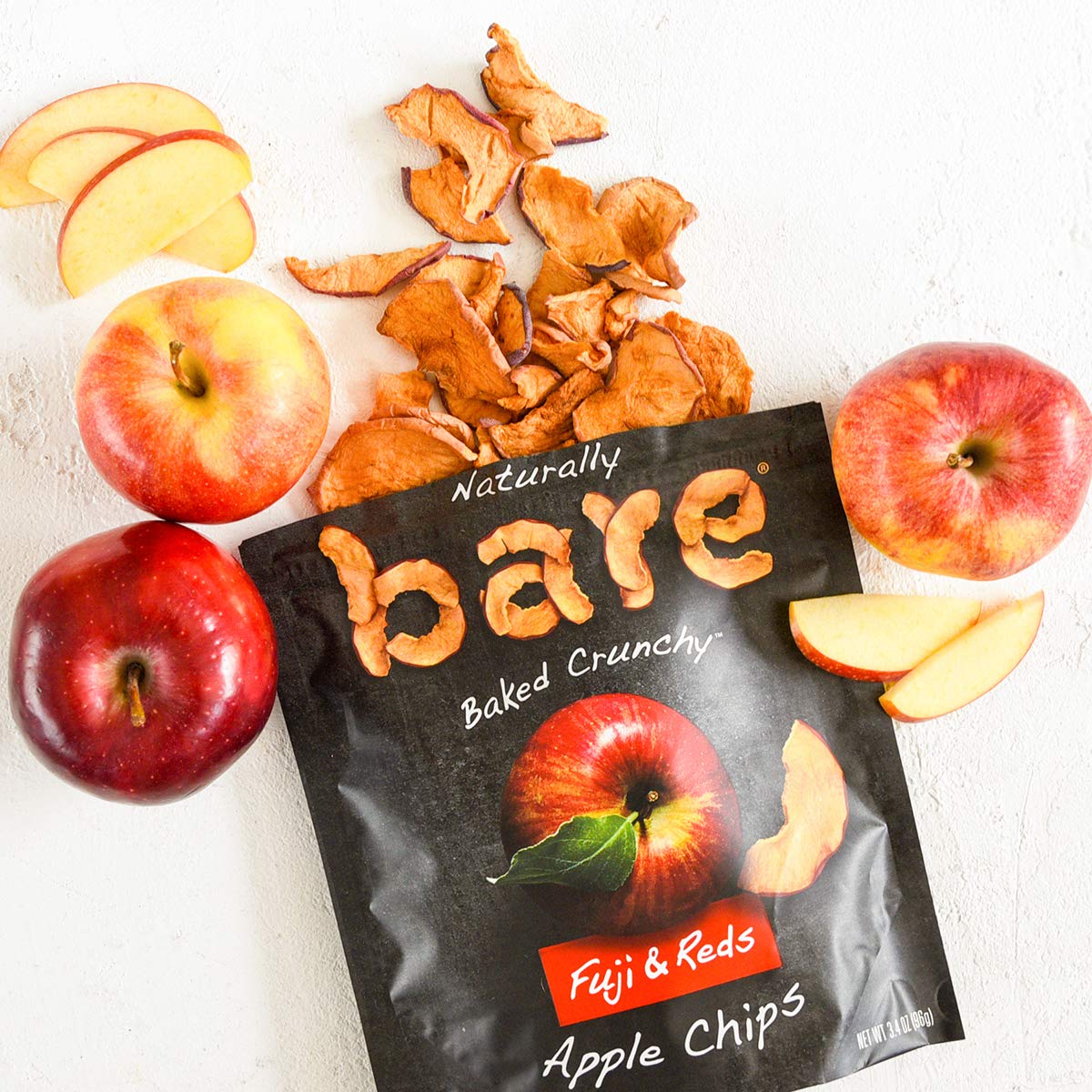 Bare Baked Crunchy Apple Chips at desk fat-free crunch during work breaks