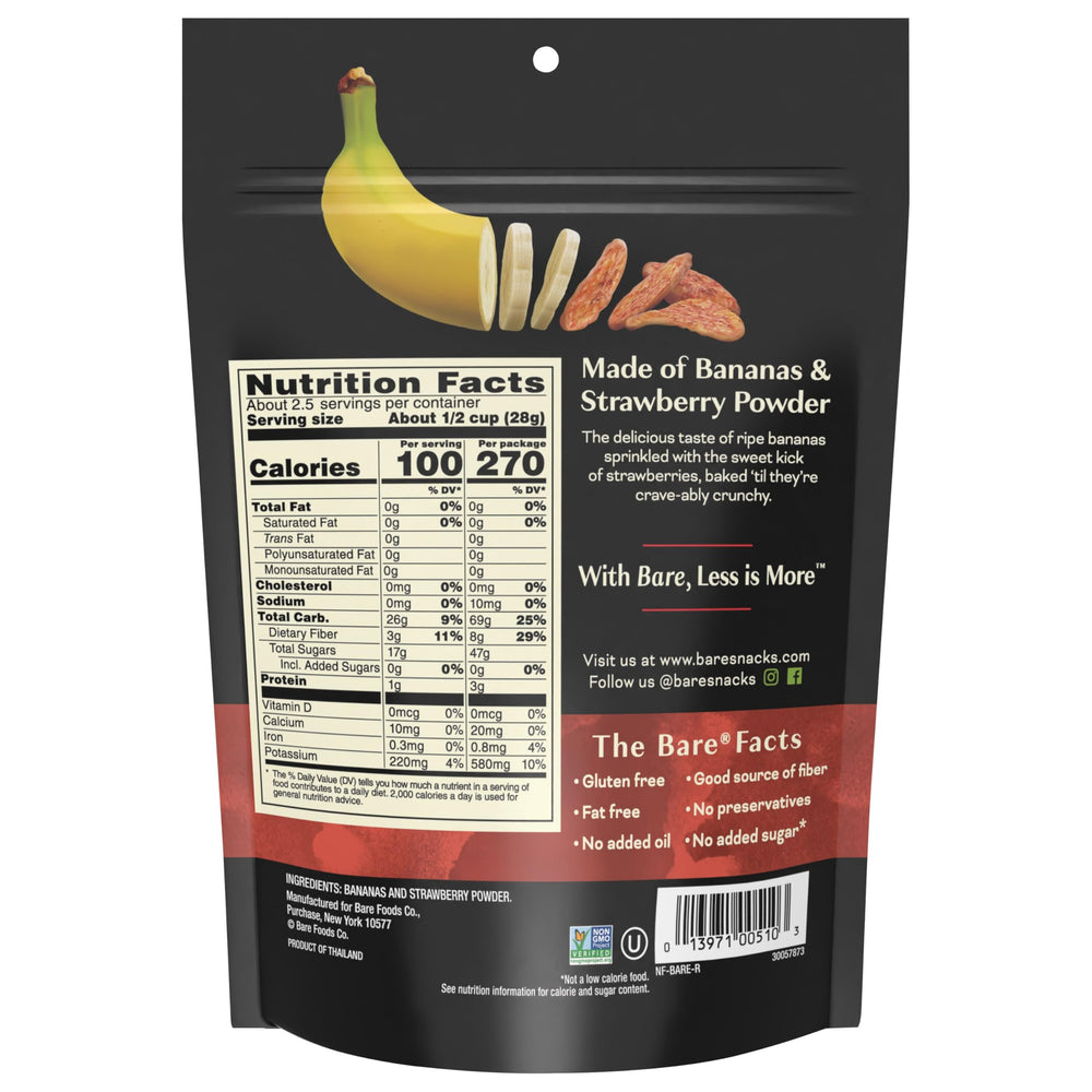 Close-up of Bare Baked Crunchy Banana Chips crisp texture and real banana flavor