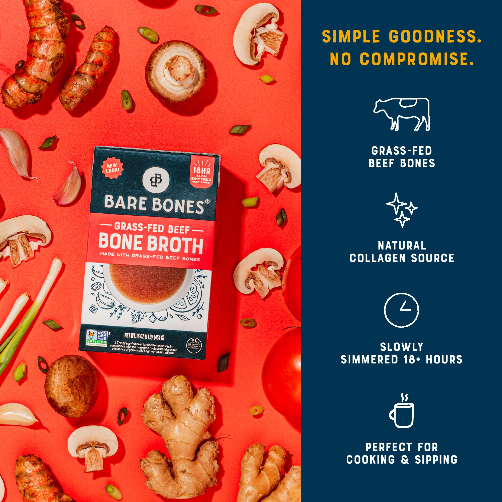 Bare Bones twist-cap pour allows mess-free serving and resealing after cooking