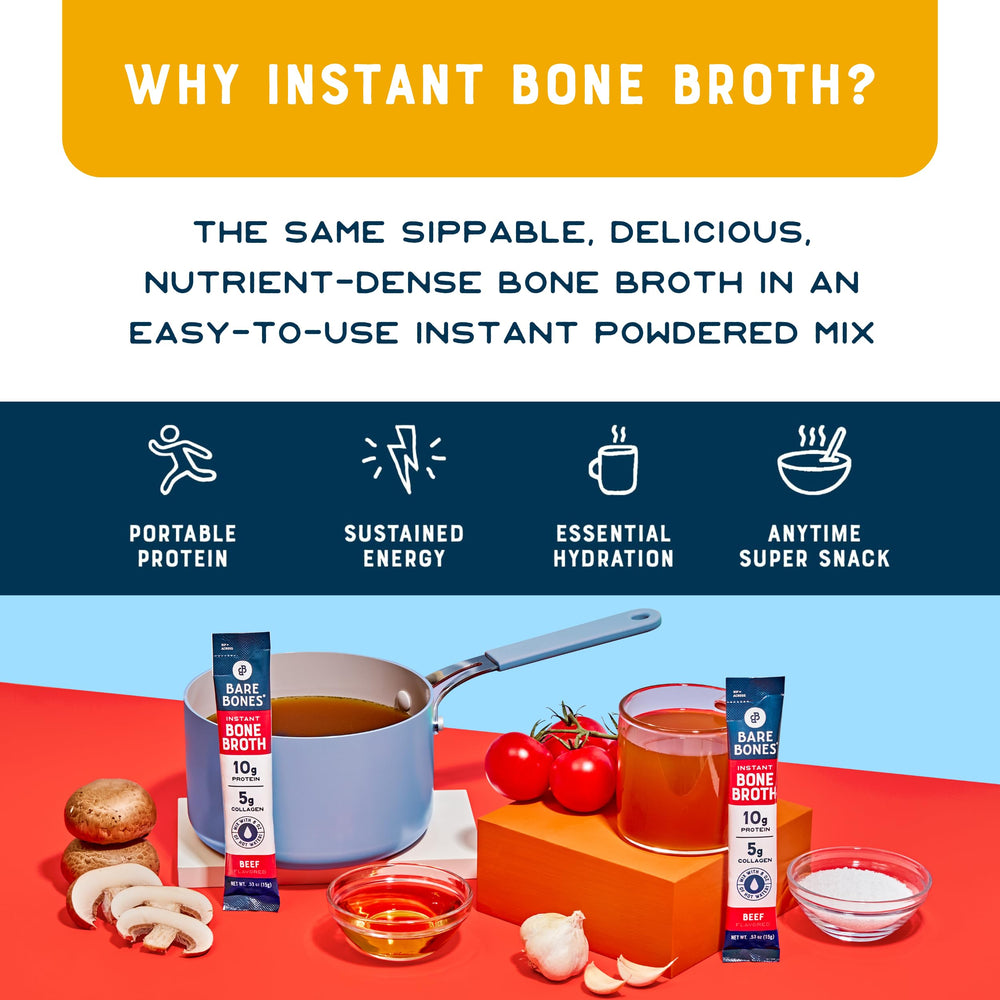 Bare Bones Bone Broth ready-in-mug shot emphasizing aromatic sip anywhere