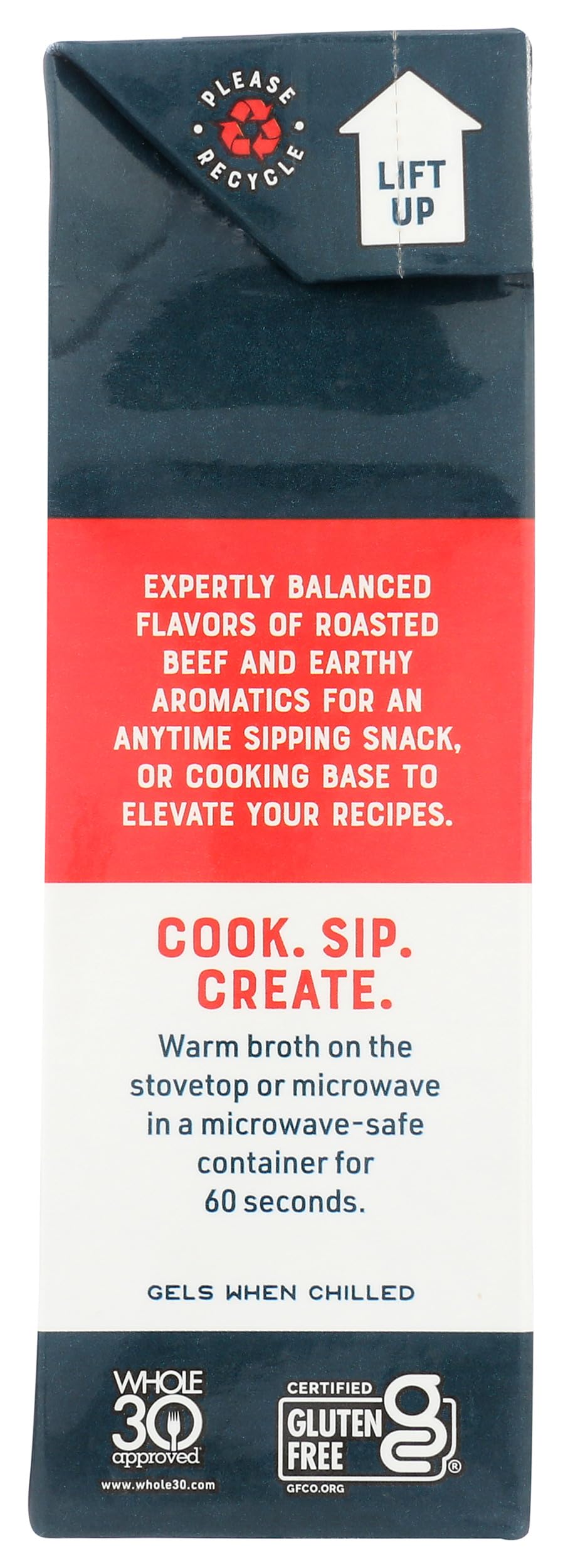 Bare Bones Beef Bone Broth Classic glass bottle on shelf communicates clean ingredients