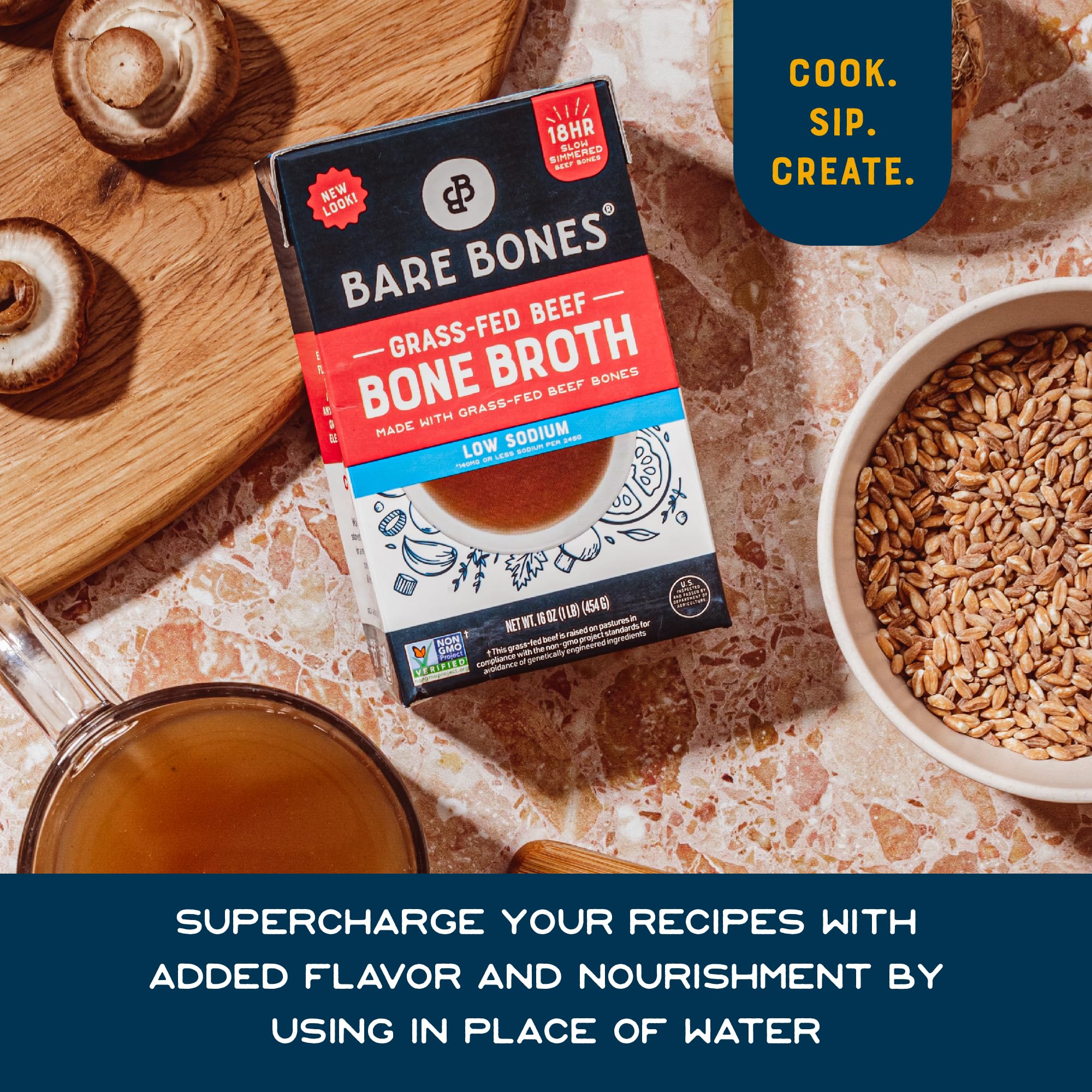 Bare Bones broth used as a cooking base to enrich soups and sauces.