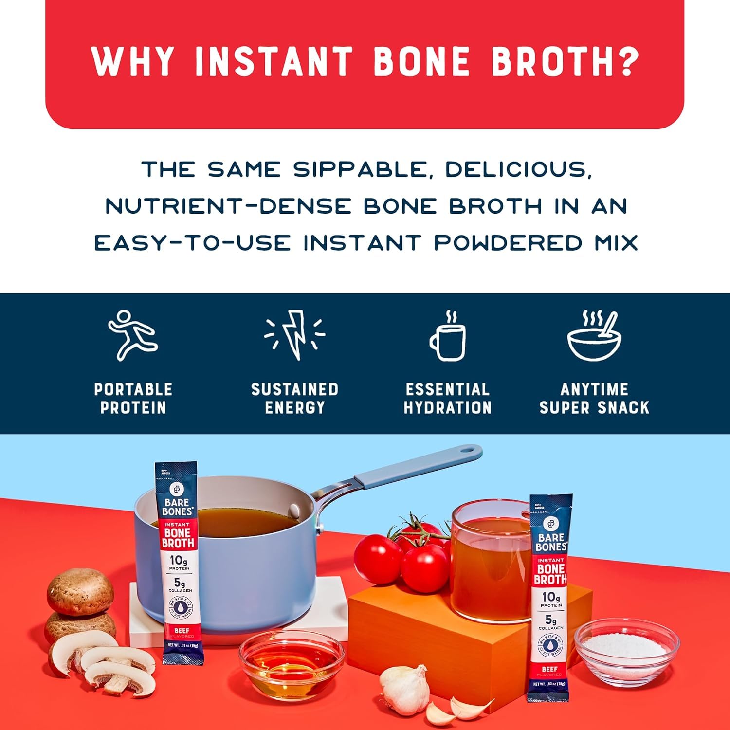 Bare Bones broth in glass mug showing steam and nourishing aroma