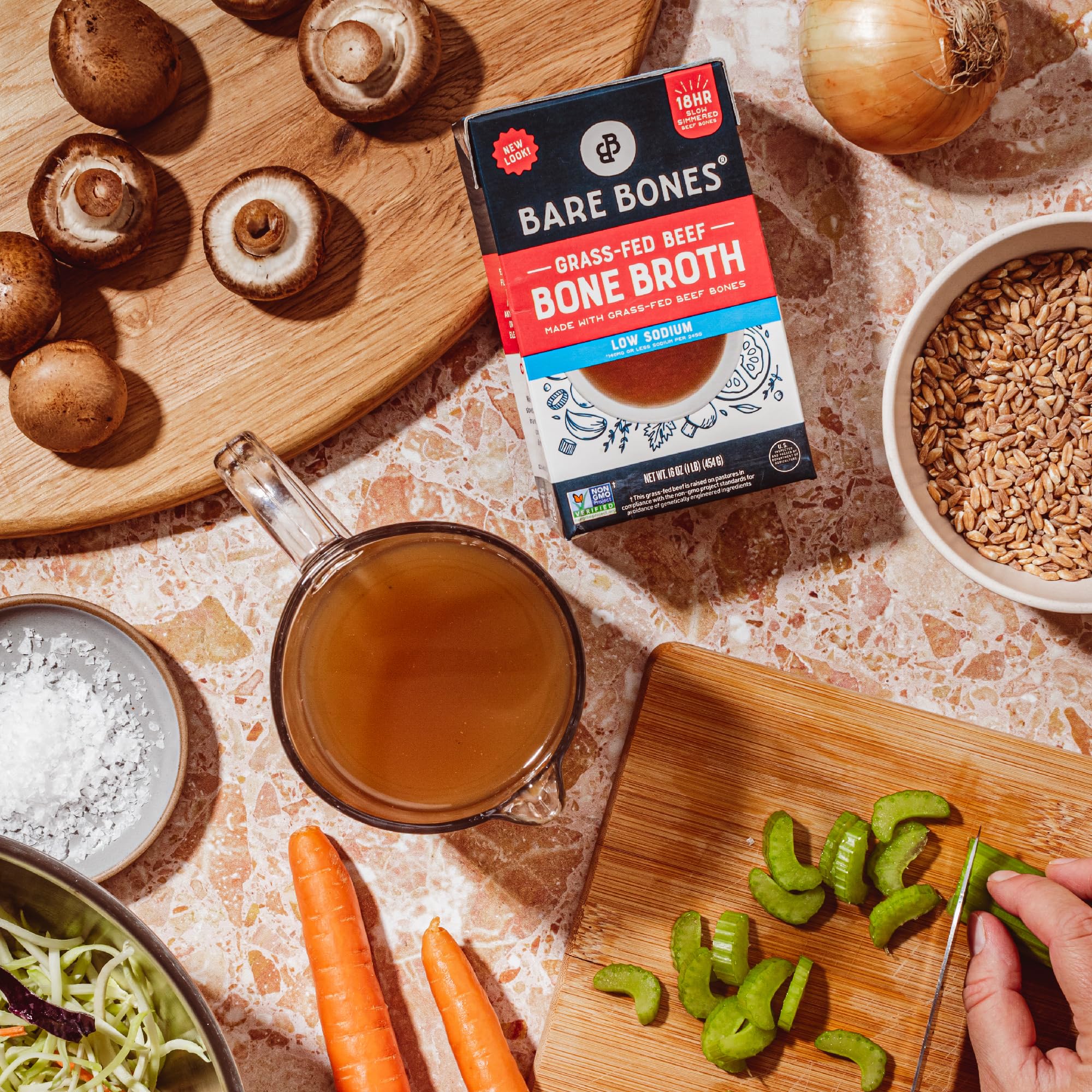 Bare Bones keto-friendly broth cup for sipping or cooking.