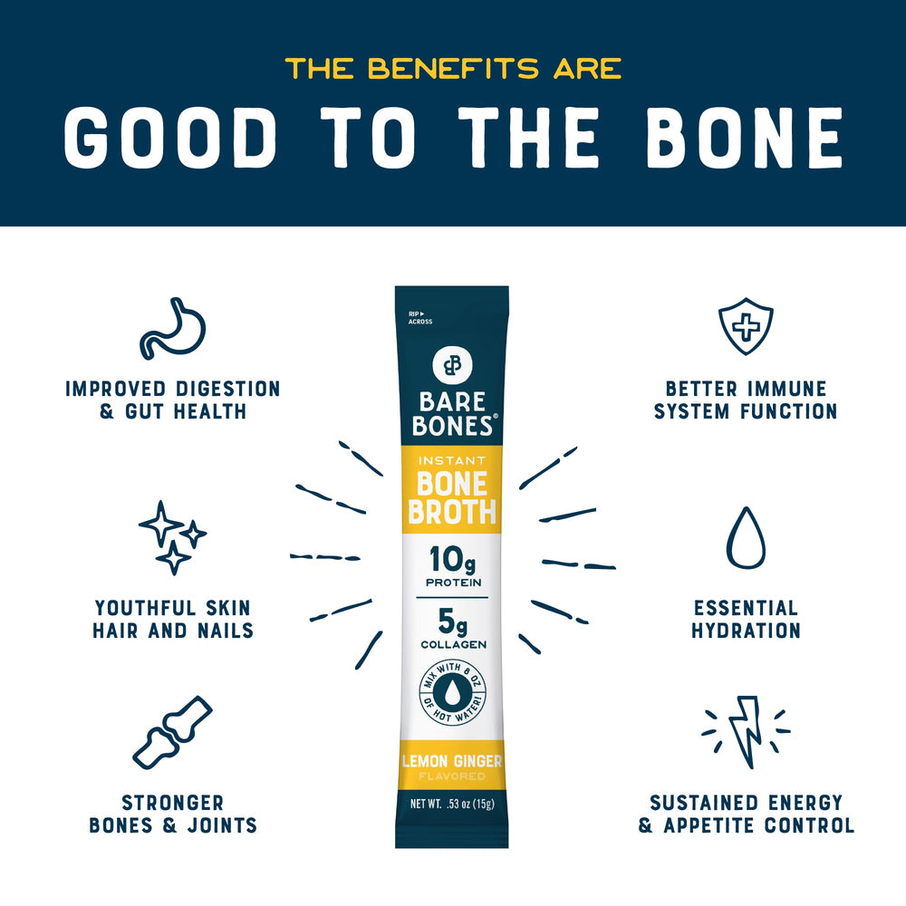 Bare Bones on-the-go bone broth packets ideal for travel and busy days.