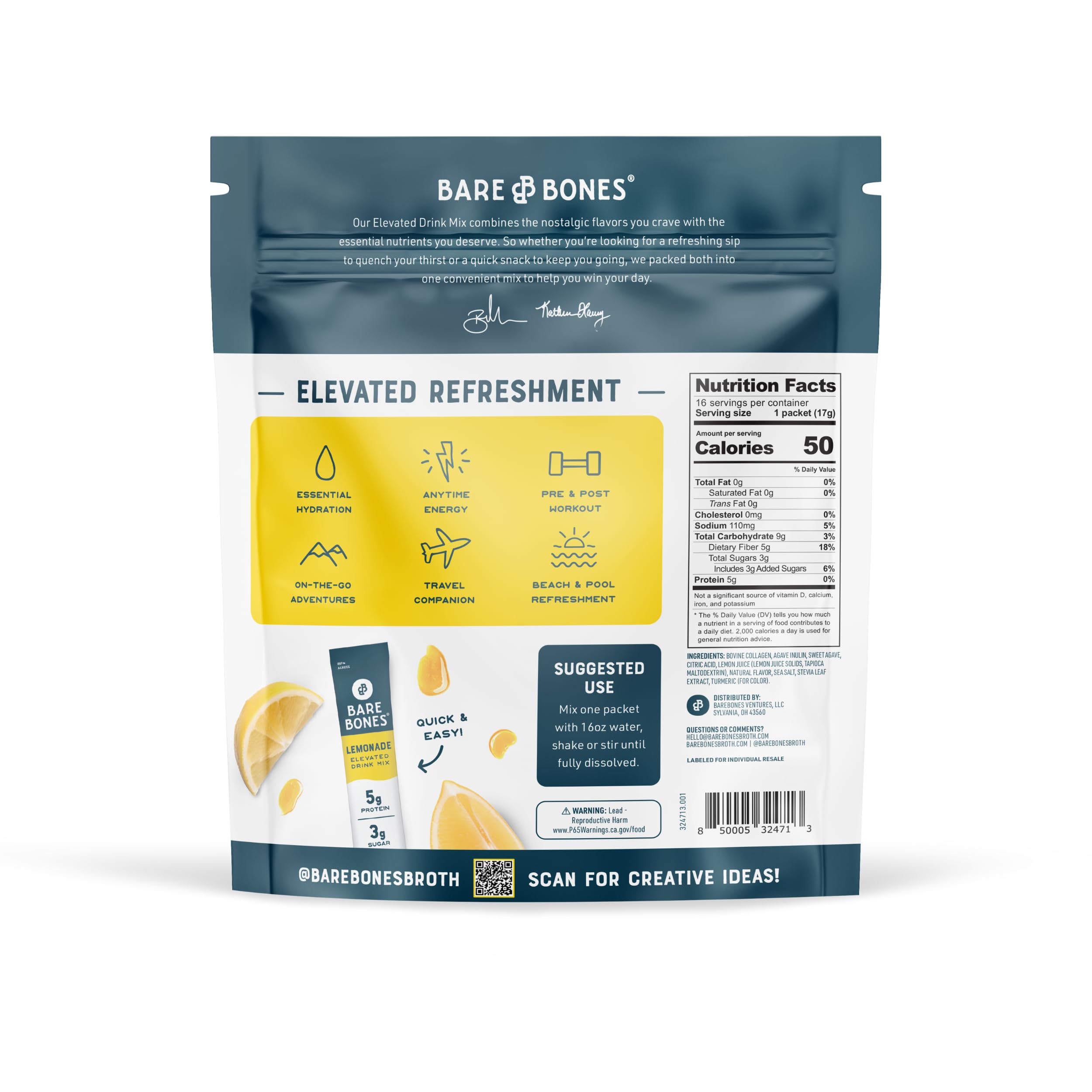 Bare Bones Passion Fruit Elevated Drink Mix outdoors with bright tropical notes.
