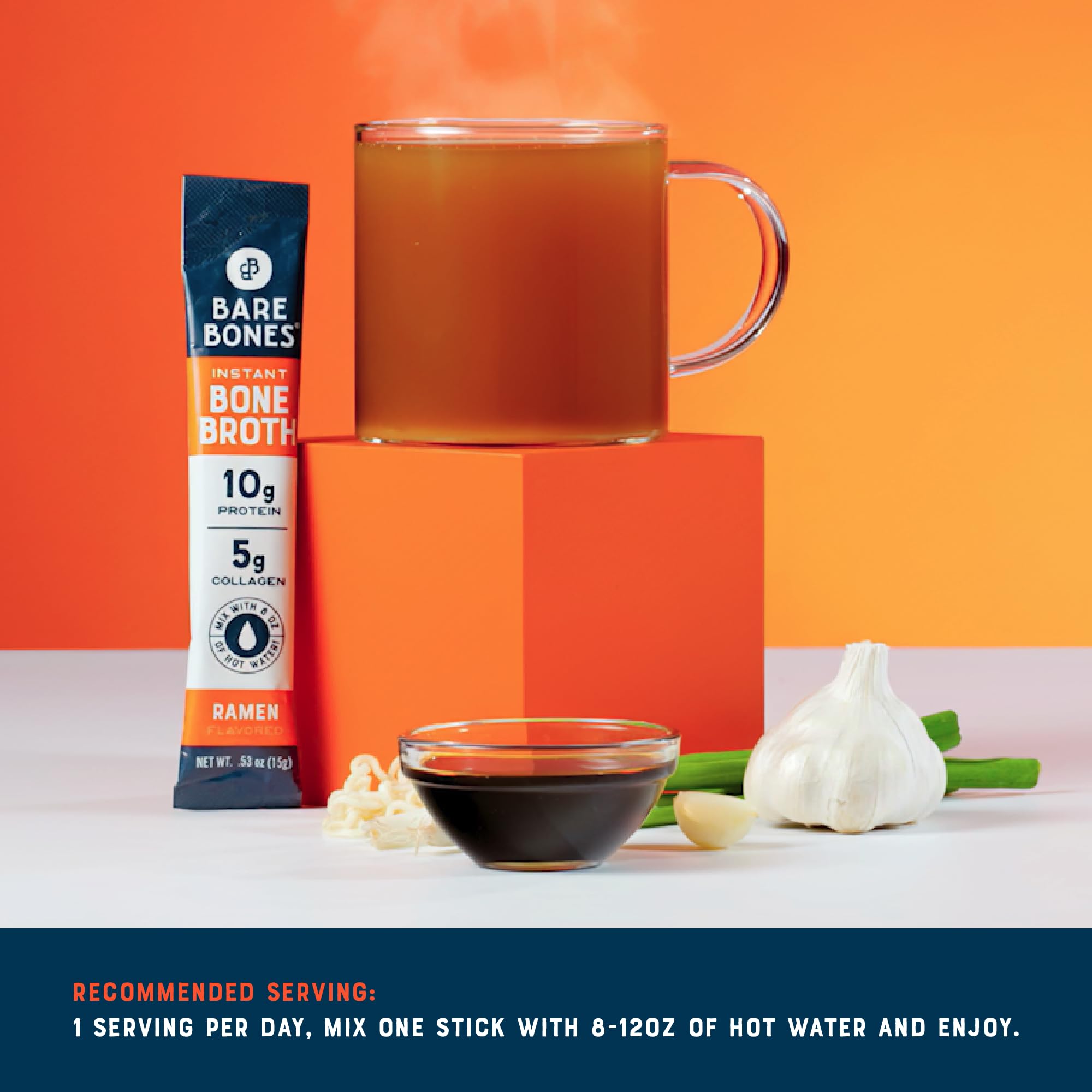 Bare Bones Ramen aromatic flavor collection emphasizing real chicken bone broth ingredients.