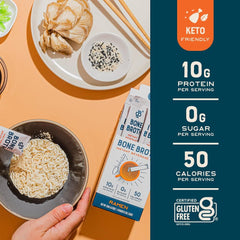 Bare Bones Ramen bone broth nutrition panel on packaging.