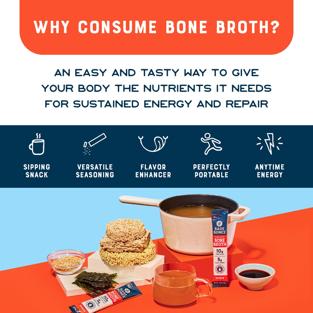 Bare Bones Ramen instant powder dissolving in hot water for a rich broth.