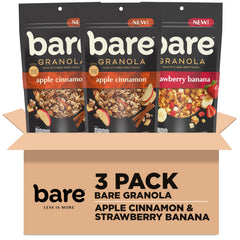 Bare Granola Variety Pack apple cinnamon bags with real fruit bits for on-the-go snacking.