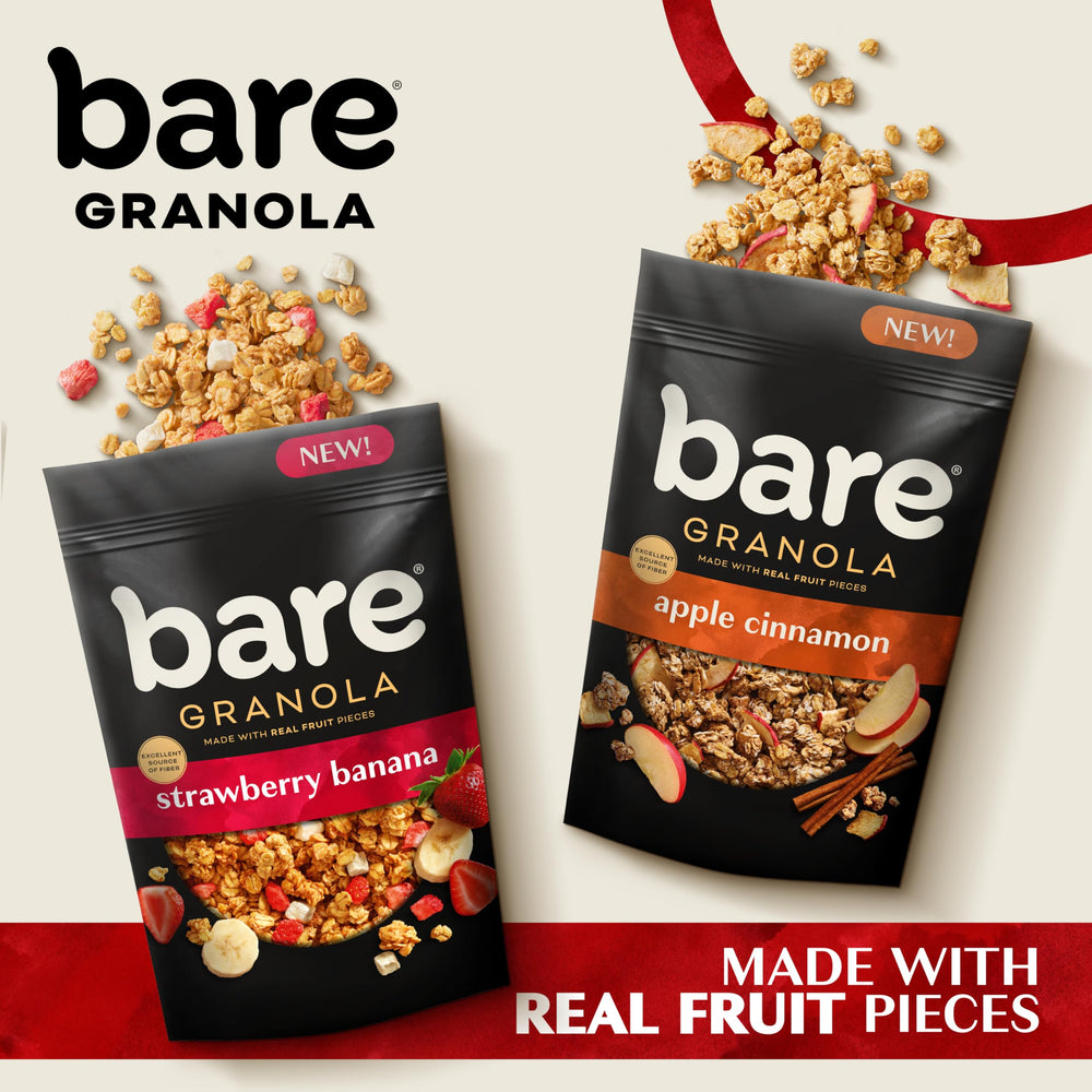 Bare Granola Variety Pack bowl with granola highlights fiber-rich morning option.