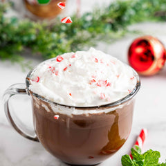 A cozy mug of Bare Life Peppermint Hot Cocoa with peppermint aroma.