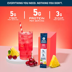 Bare Bones Fruit Punch ready-to-mix drink poured over ice for refreshment
