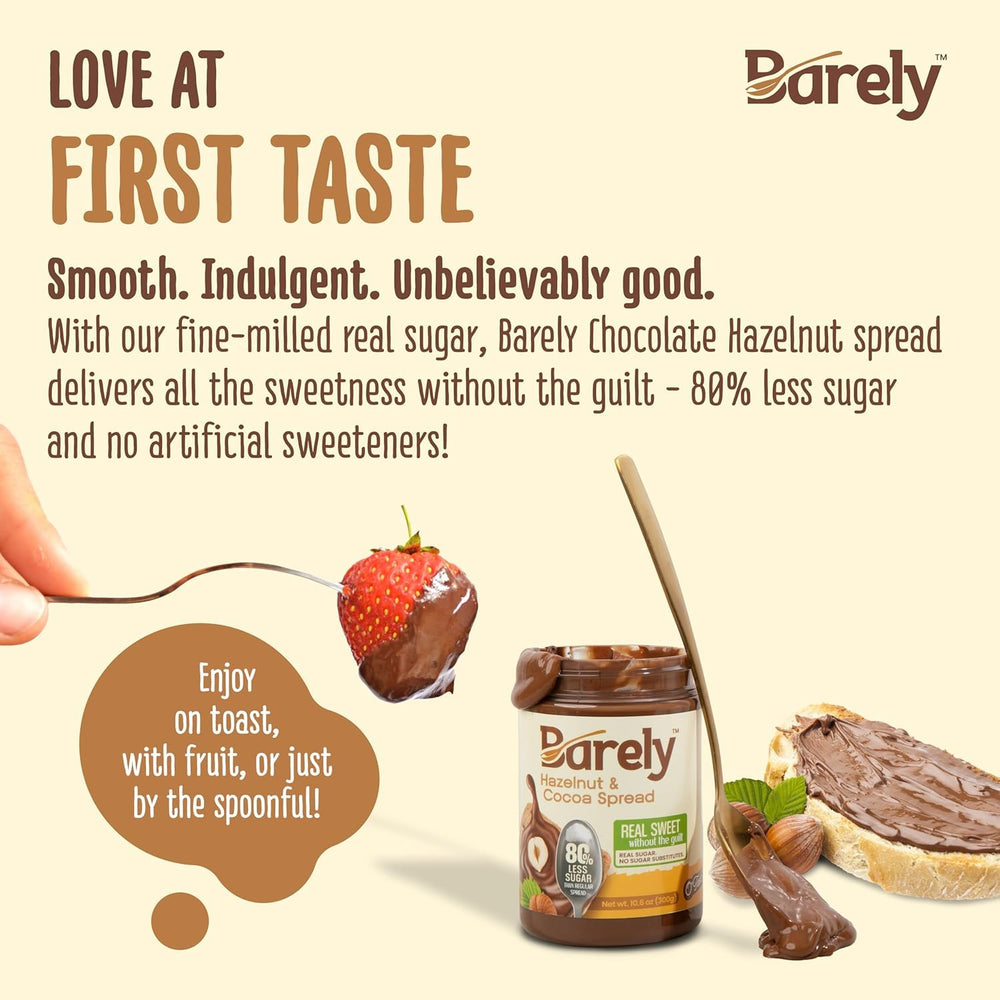 Barely Hazelnut & Cocoa Spread on toast, keto-friendly indulgence.