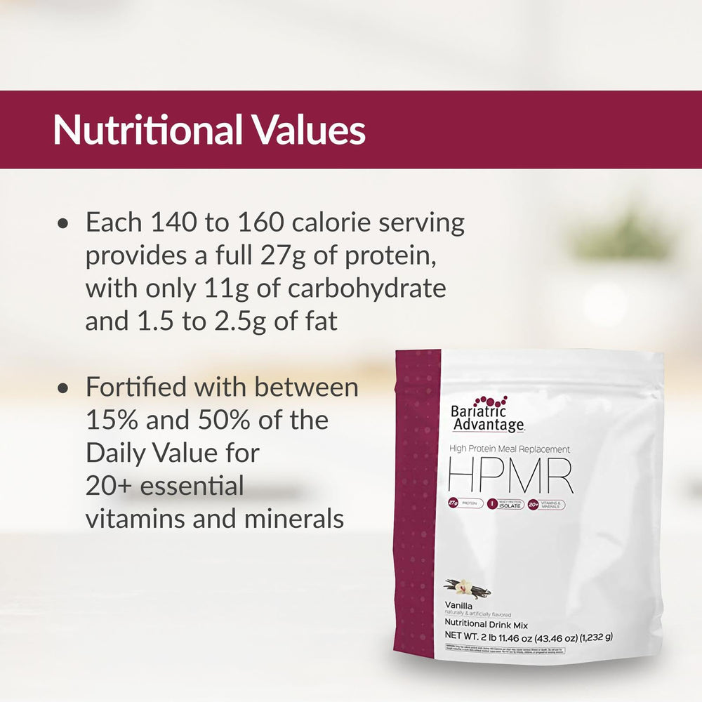 Bariatric Advantage vanilla drink poured into a glass highlighting minerals and taste.