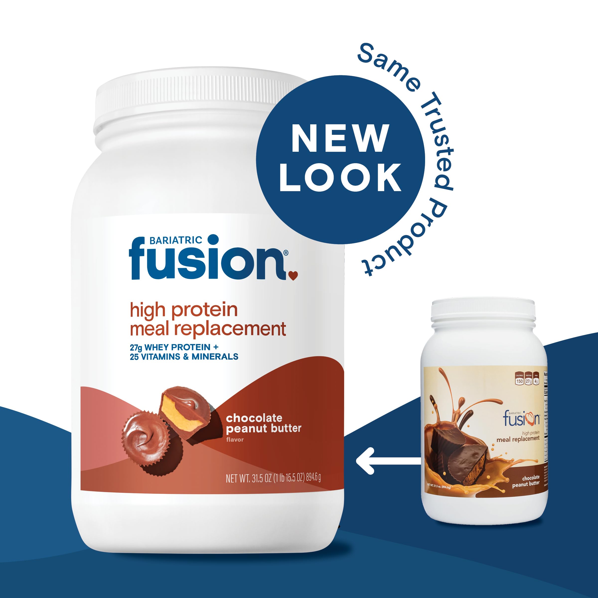 Bariatric Fusion powder with fiber scoop; low carb option.