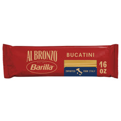 Barilla Al Bronzo Bucatini packshot highlights bronze-cut texture for better sauce cling