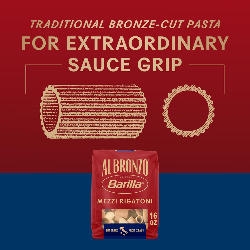 Barilla Al Bronzo Mezzi Rigatoni made from durum wheat