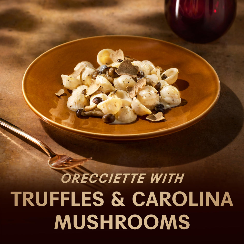 Barilla Al Bronzo plated orecchiette with vegetables demonstrates hearty sauce pairing.