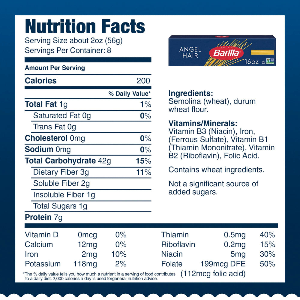 Barilla Angel Hair Pasta dry fine strands ready for delicate sauces.