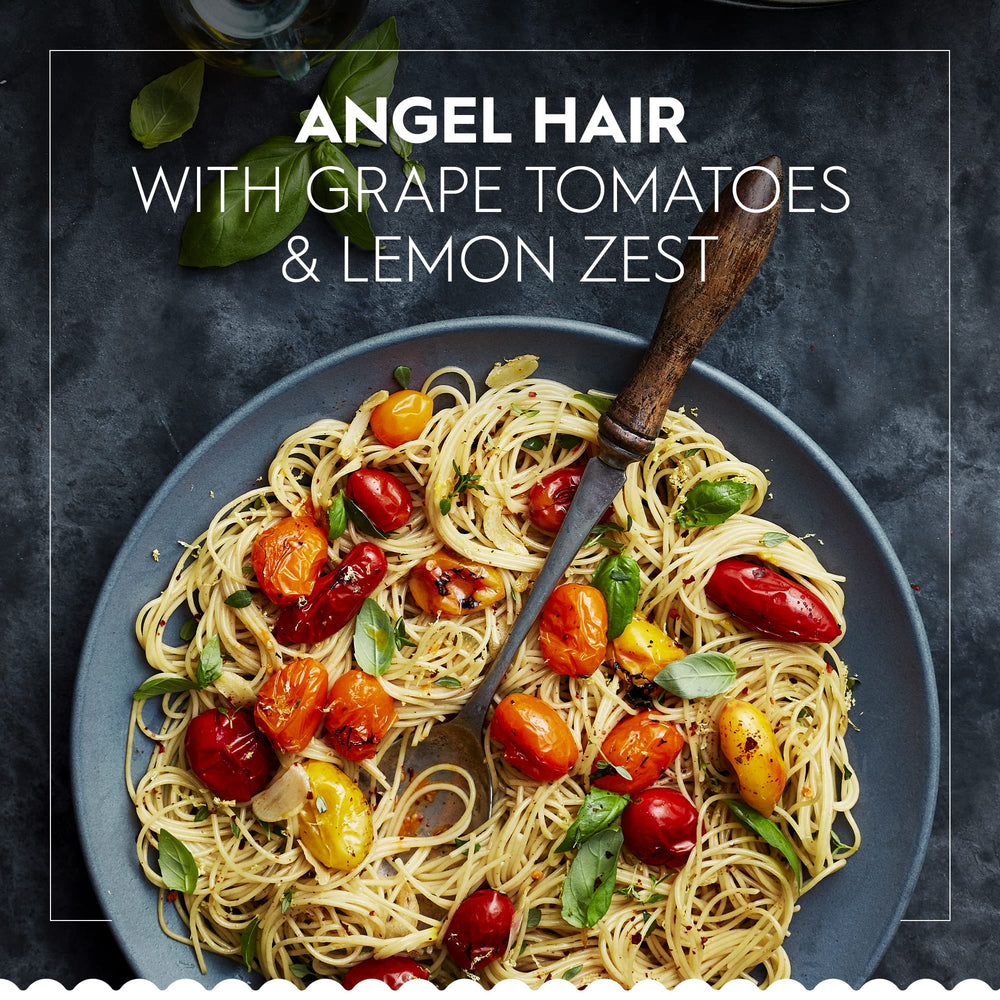 Barilla Angel Hair Pasta on shelf, a versatile base for sauces.
