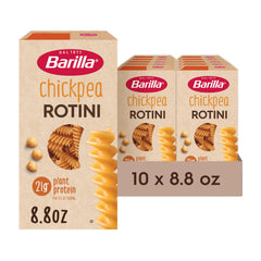 Barilla Chickpea Rotini box front highlights packaging and vegan gluten-free option