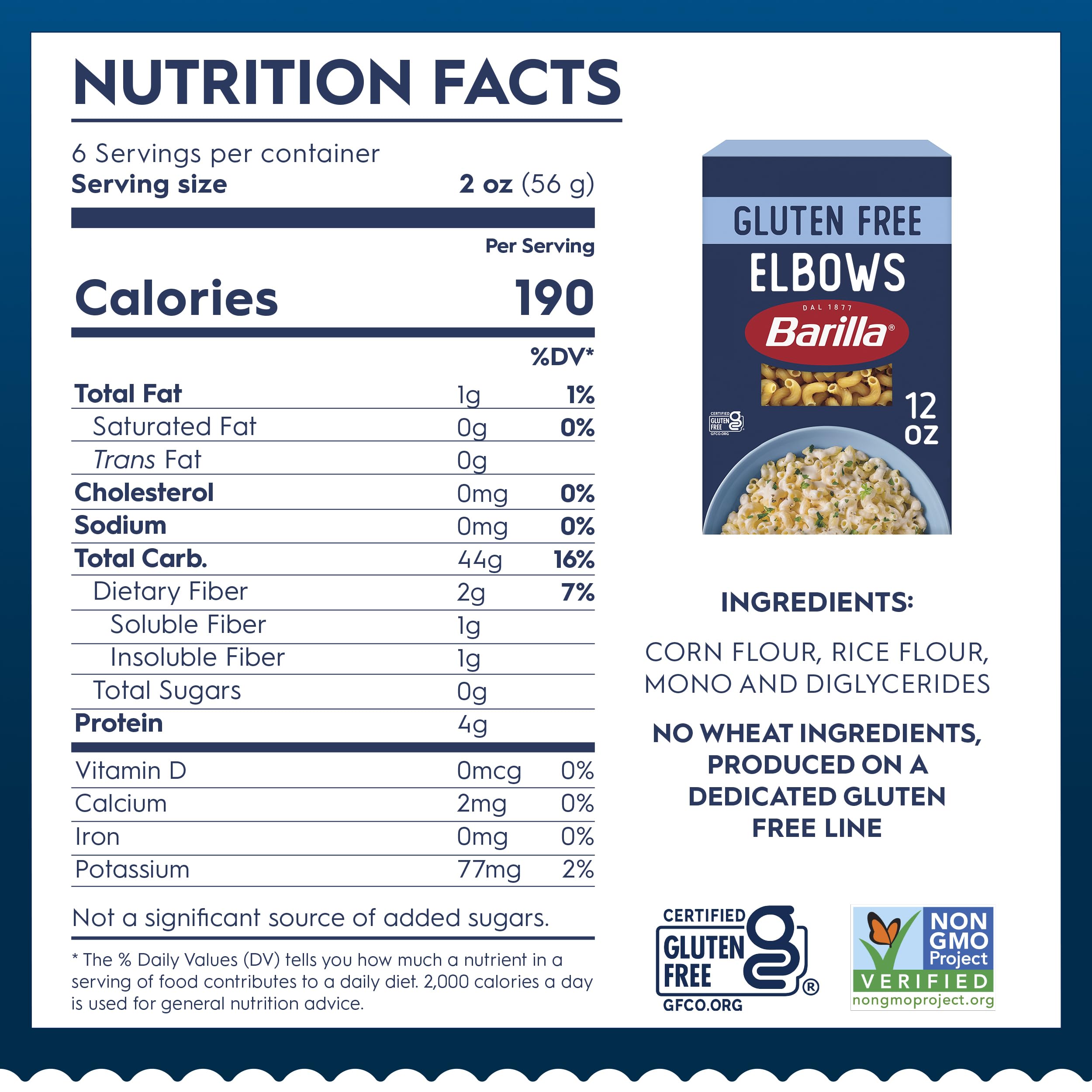 Barilla dry elbows pasta made from corn and rice, a craveable gluten-free base.