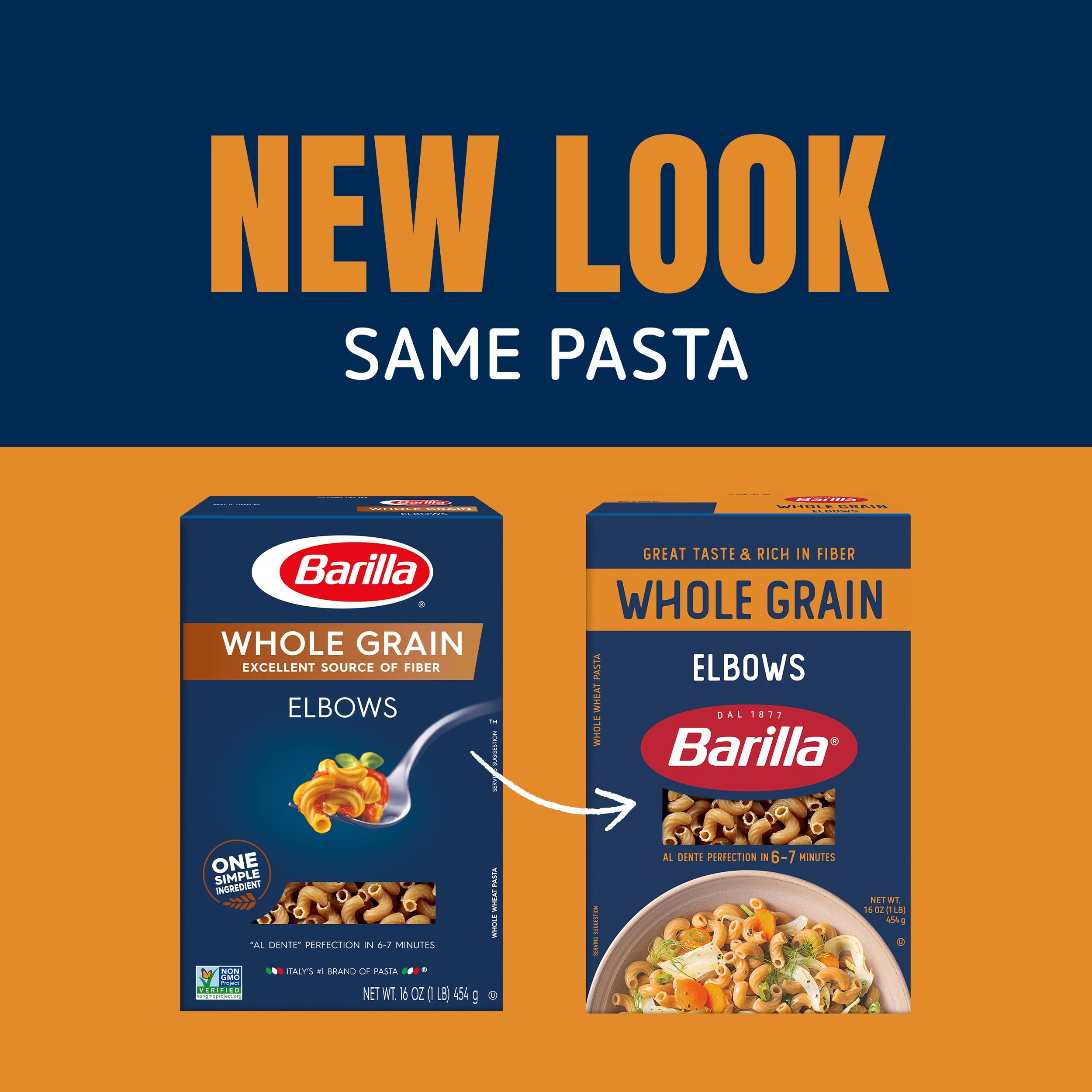 Barilla durum-wheat elbows dry pasta ready to cook al dente.