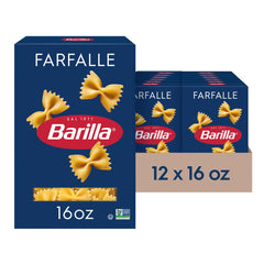 Barilla farfalle pasta box 16 oz ready for quick weeknight meals.