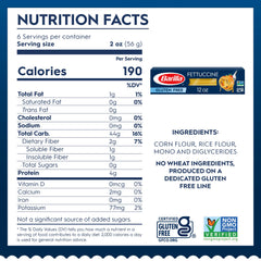 Barilla gluten-free fettucine ingredients corn and rice for gluten-free meals