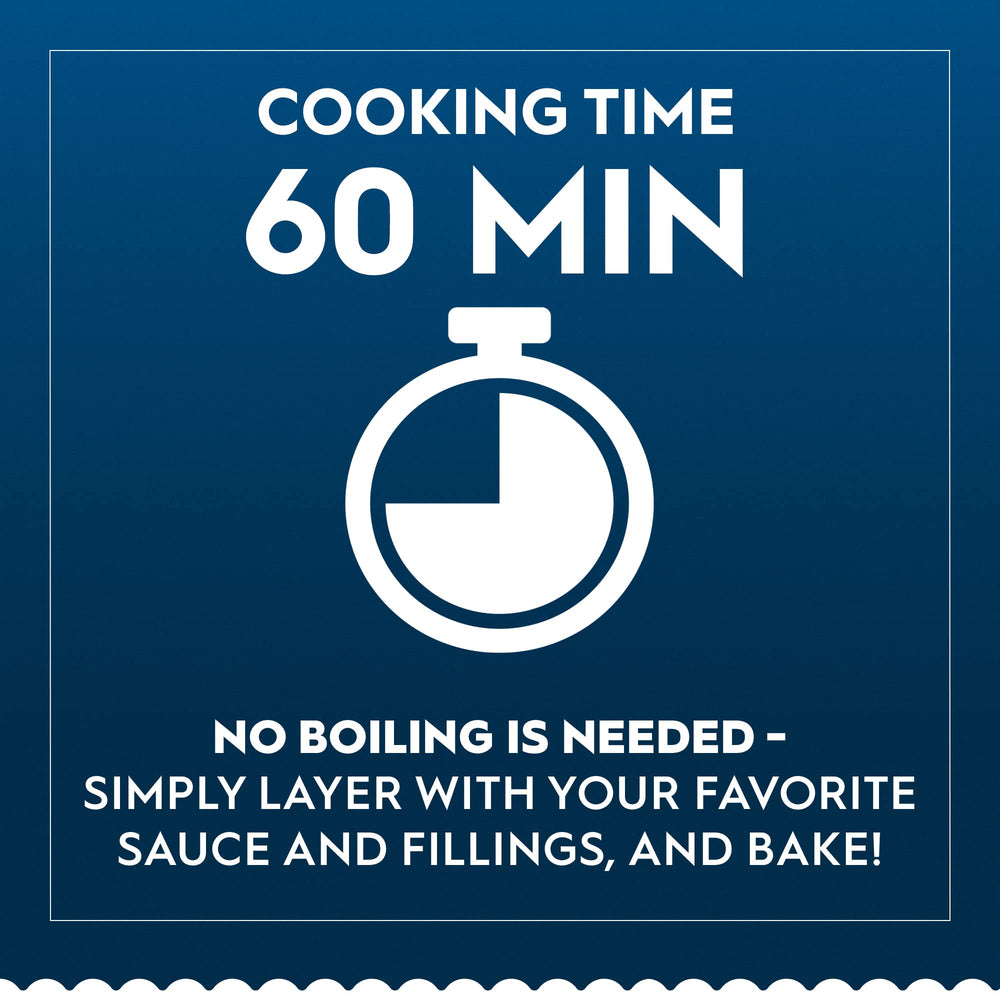 Barilla lasagne ingredient label close-up emphasizes non-GMO and corn-rice blend.