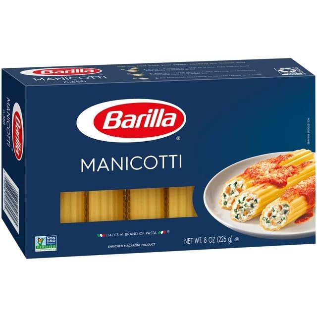 Barilla Manicotti nutrition label highlights non-GMO and kosher certification