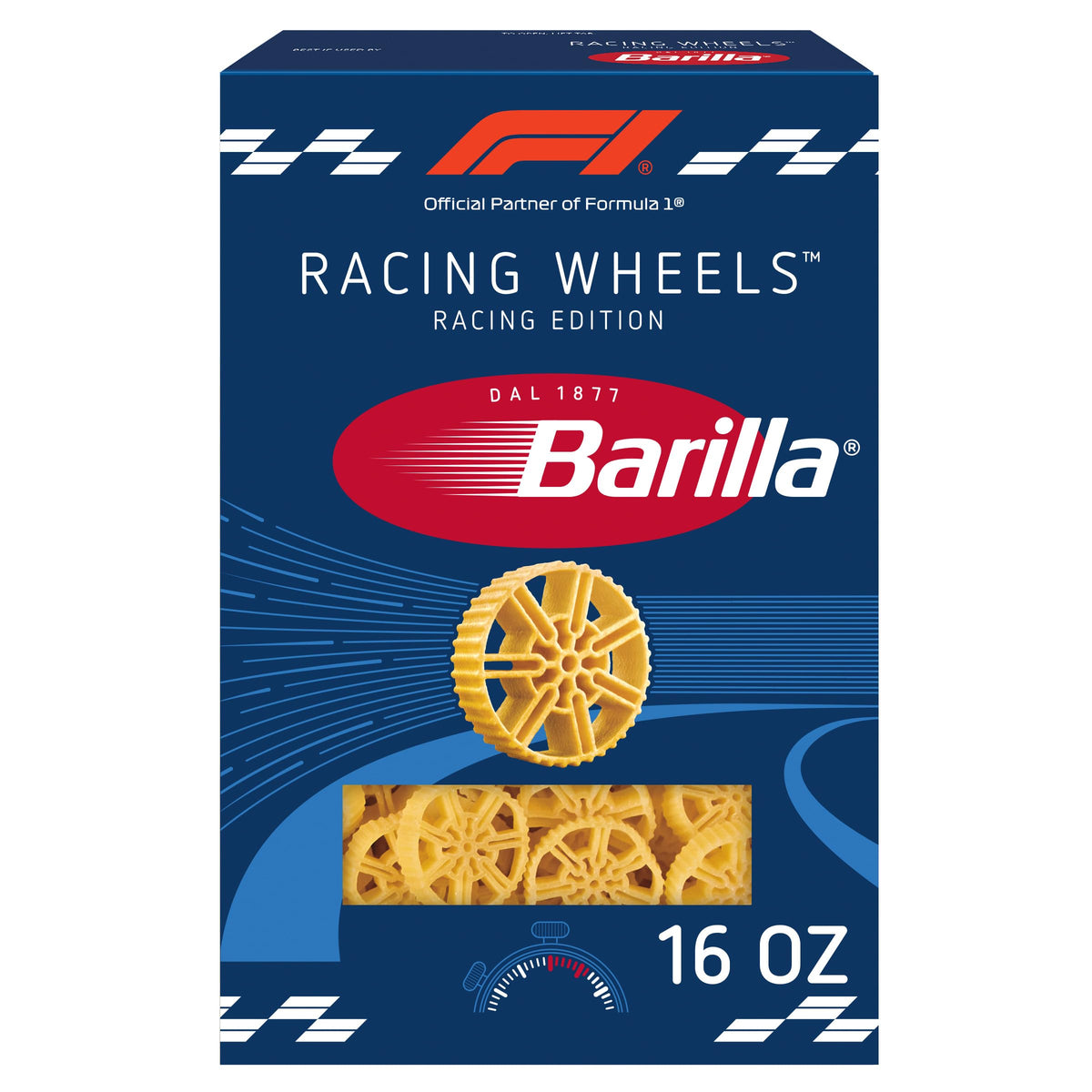 Barilla Mini Wheels pasta box ready for quick weeknight cooking.