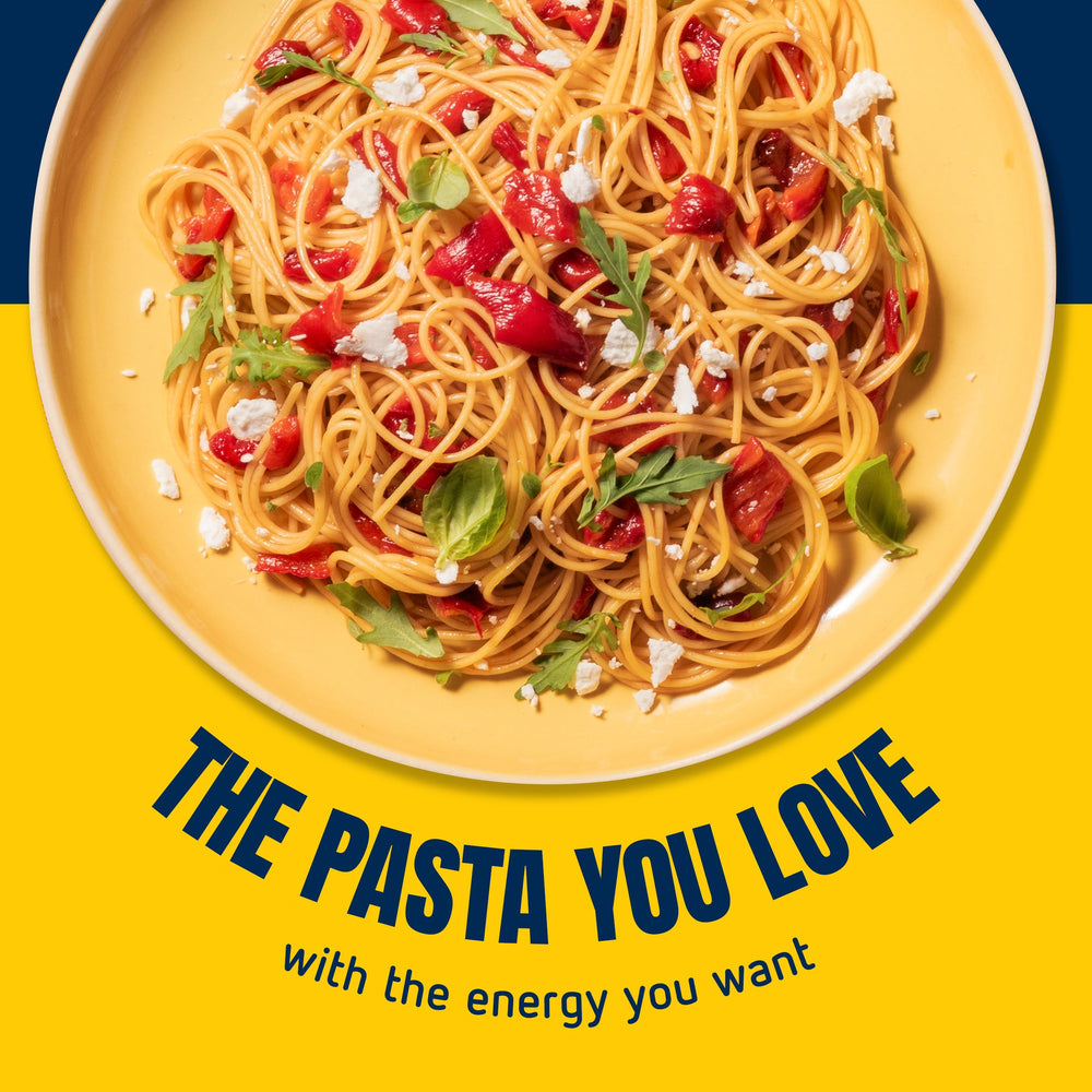 Barilla Protein Plus package shows non-GMO and kosher certifications on display.