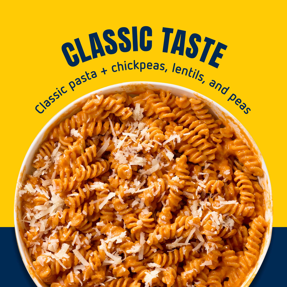 Barilla Protein+ Rotini boiling in salted water for weeknight dinner prep.