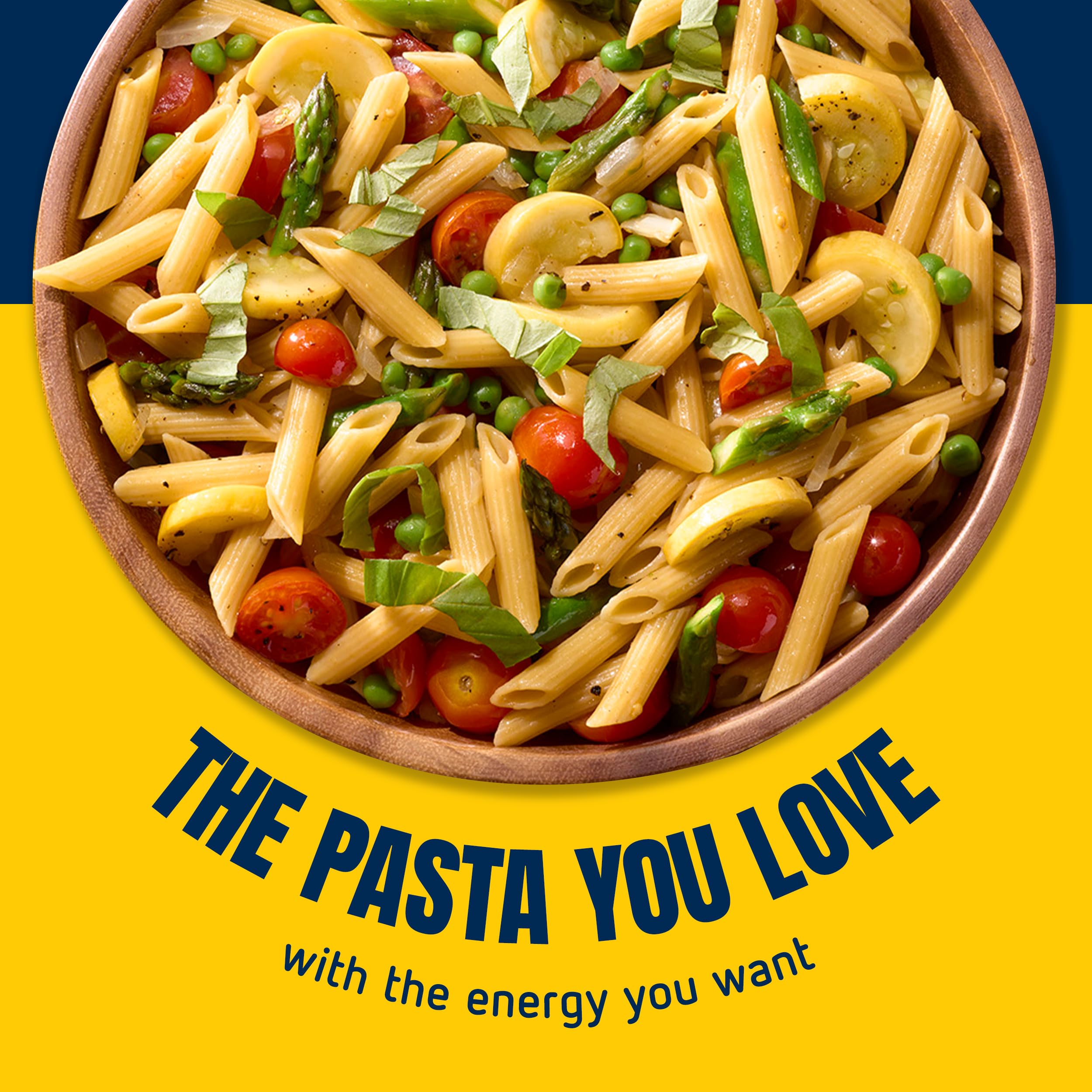 Barilla Protein+ Plus Penne Pasta packaging shows non-GMO and kosher quality.