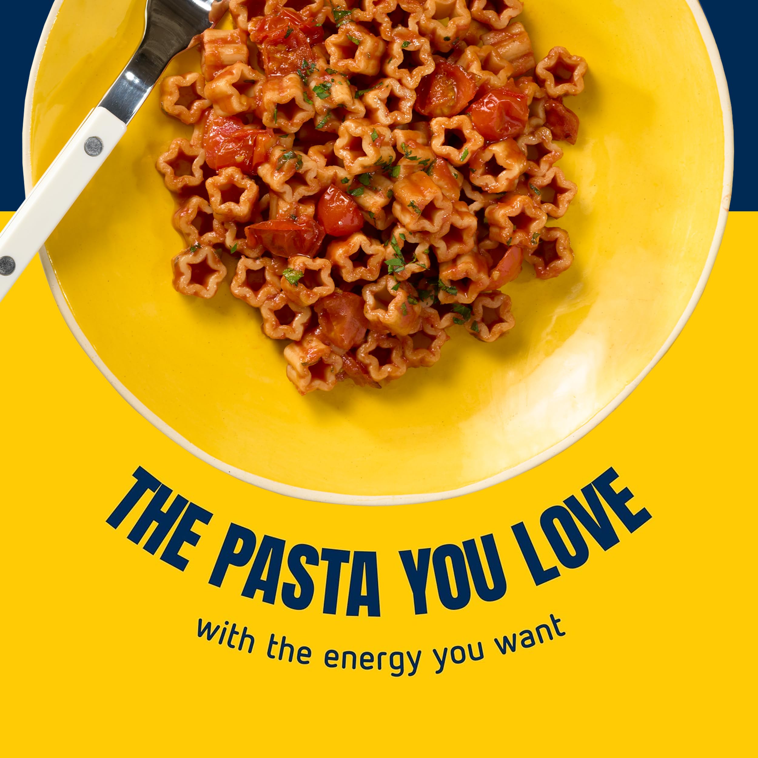 Barilla Protein+ Stars pasta served with pesto demonstrates tasty protein-rich pairing.
