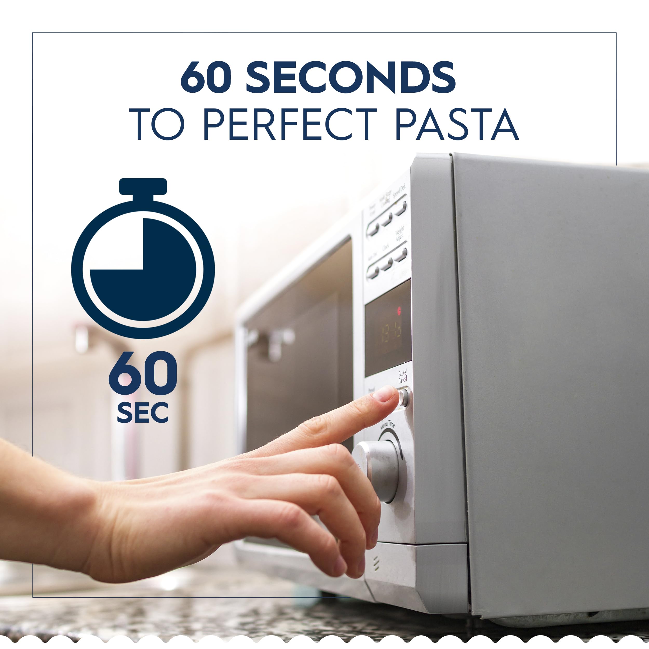 Barilla Ready Pasta being heated in the microwave for fast prep.