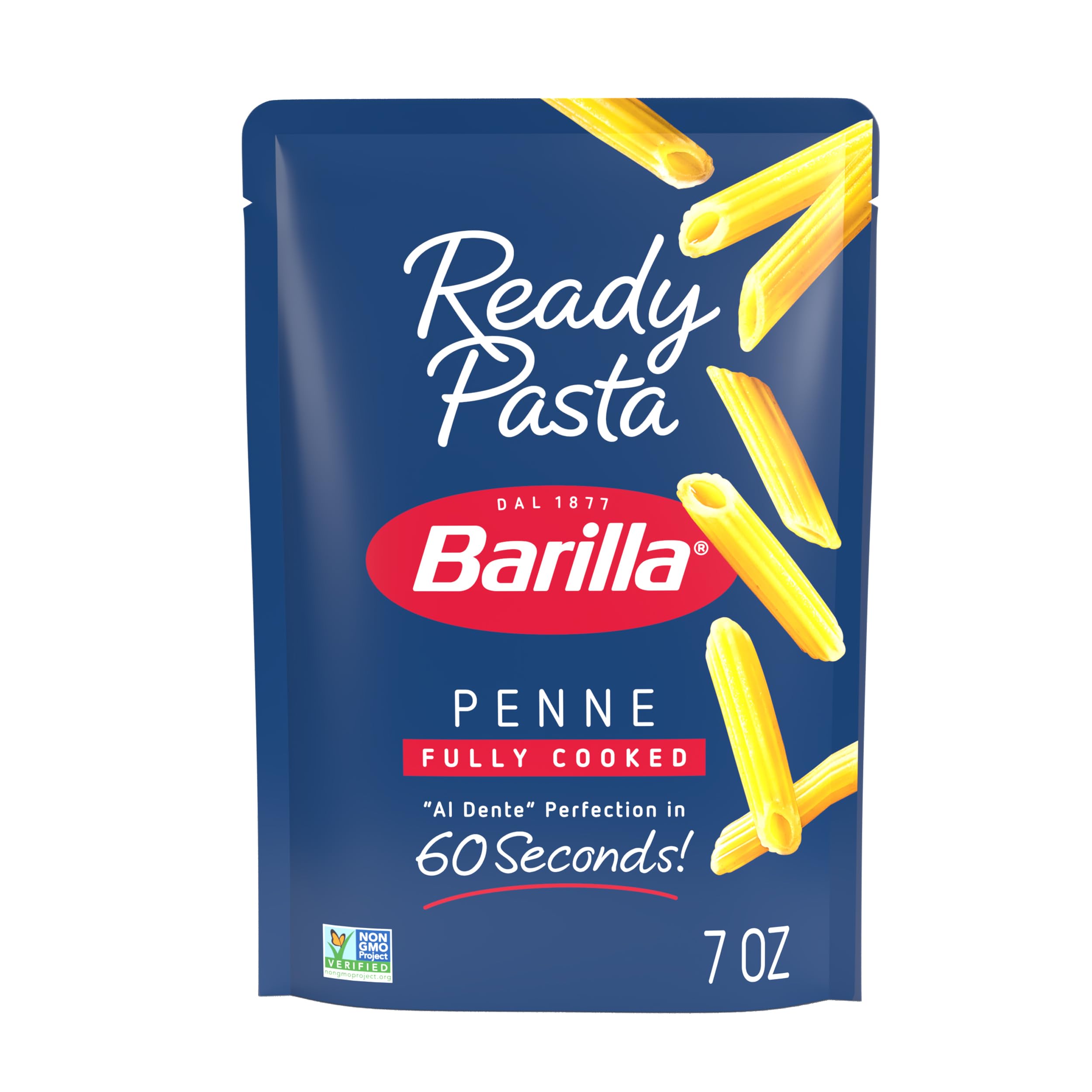 Barilla Ready Pasta Penne, microwave-ready in 60 seconds for a quick meal.