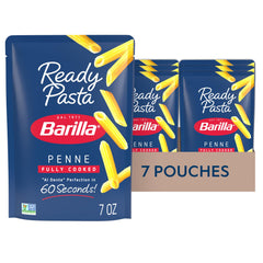 Barilla Ready Pasta penne pouch on the counter for a quick meal.