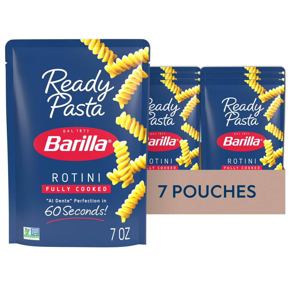 Barilla Ready Pasta Rotini microwavable in 60 seconds for quick meals.
