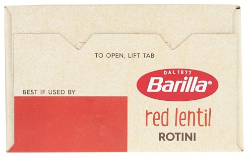 Barilla Red Lentil Rotini box label showing gluten-free and Non-GMO verification