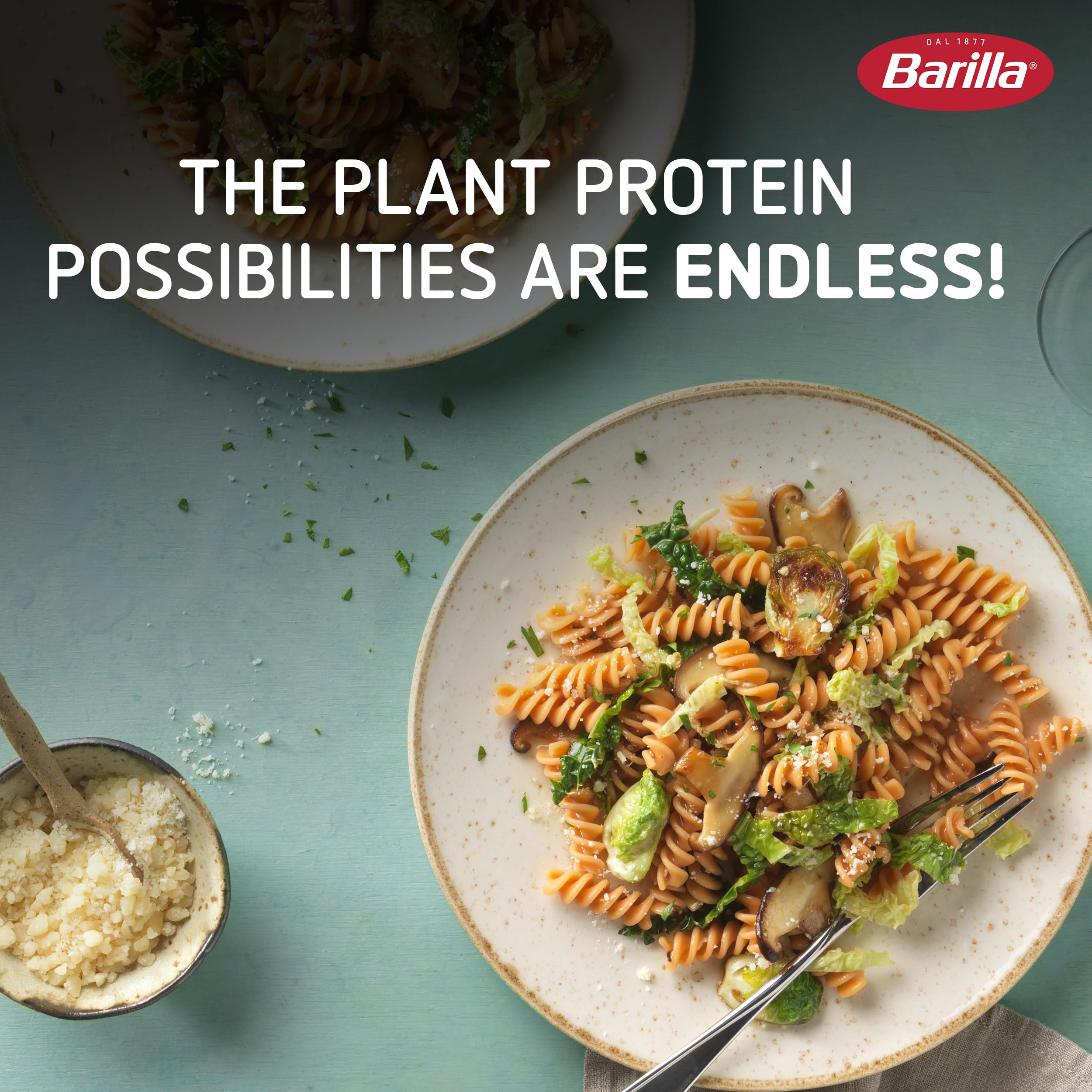 Barilla Red Lentil Rotini ingredient highlight: red lentil flour on package.