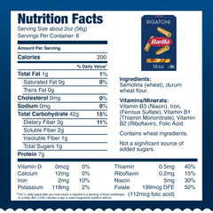 Close-up of Barilla Rigatoni packaging for 12 box pack