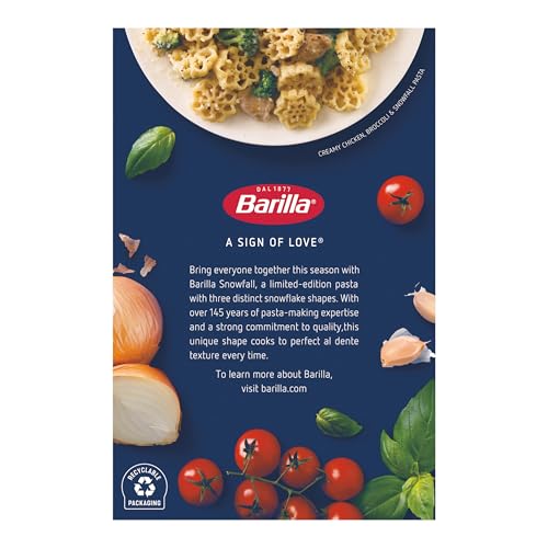 Barilla Snowfall pasta cooking to al dente in seven to eight minutes