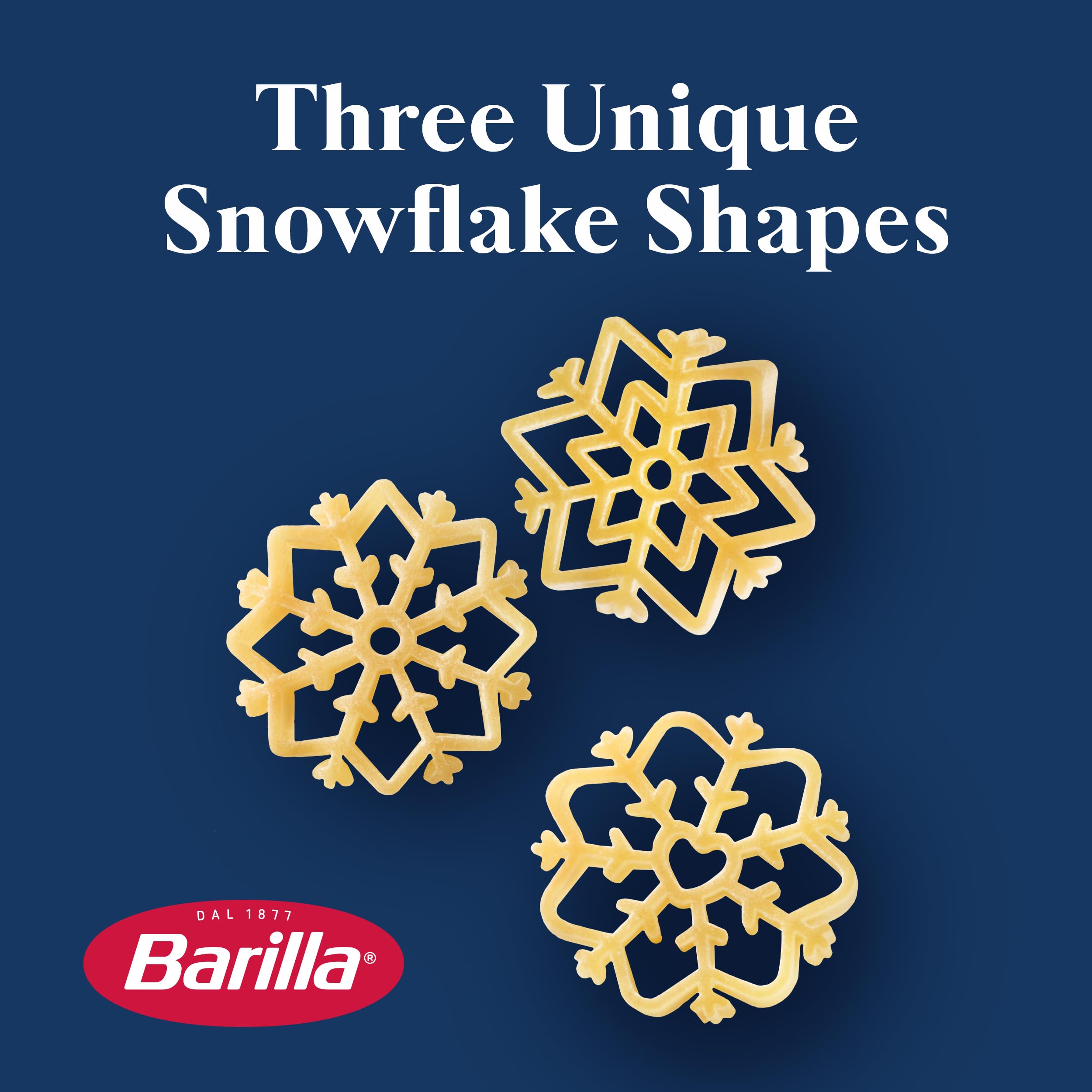Barilla Snowfall pasta on a winter table setting ready to share