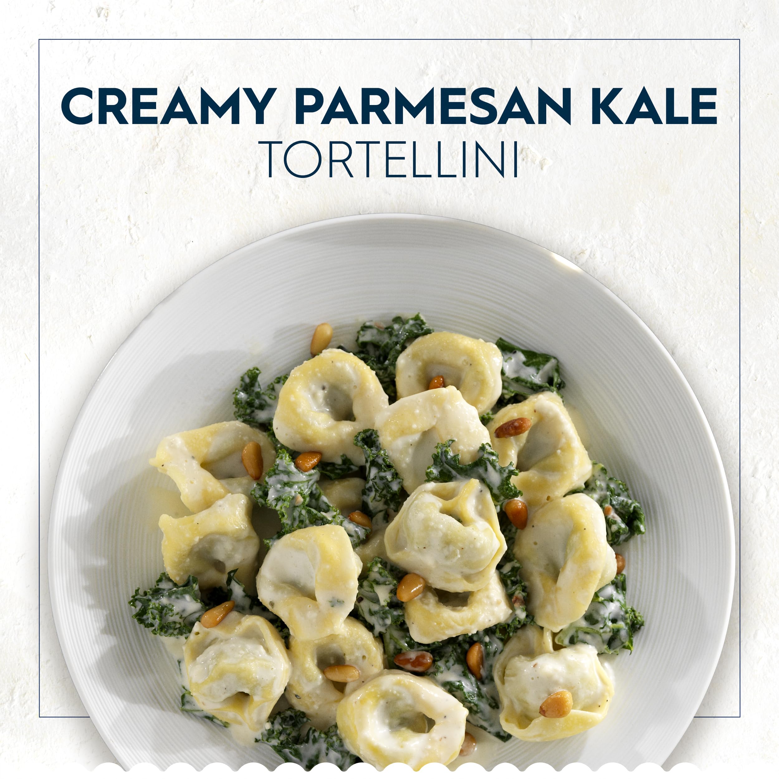 Barilla Tortellini filling featuring ricotta and spinach for rich flavor.