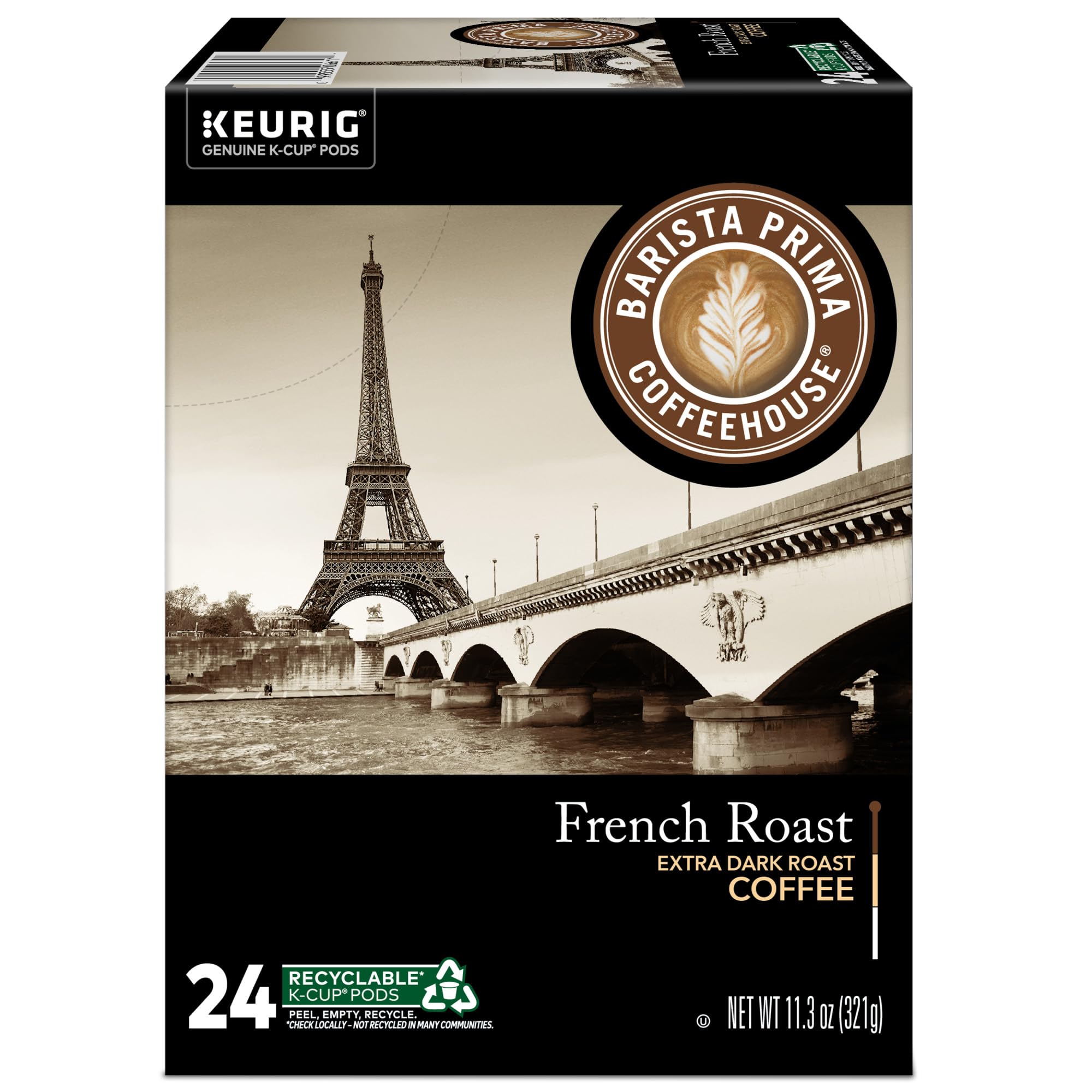 Barista Prima Coffeehouse logo on packaging reinforcing premium branding